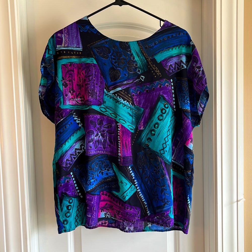 XL Vintage 80’s 90’s abstract graphic blouse